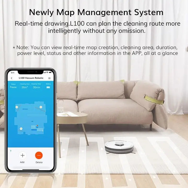 L100 Robot Aspirateur Laveur de sol Connecté WIFI App